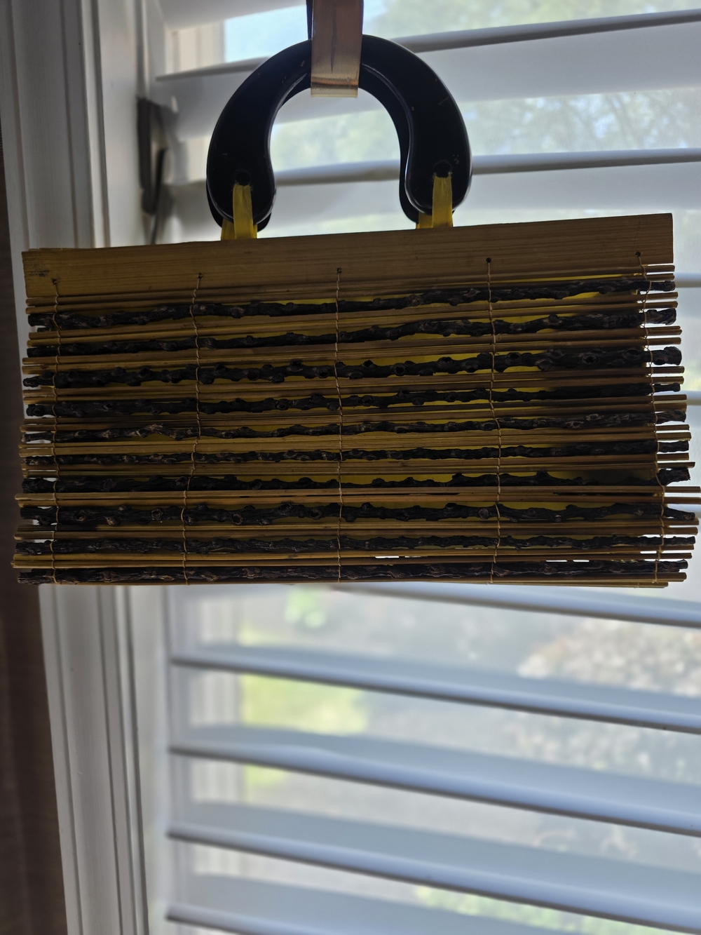 Handcrafted Bamboo Clutch with Black Handle